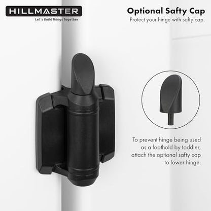 Heavy Duty Self Closing Gate Hinges with Safety Cap,Pool Gate Hinges with Alignment Legs No Rust and Adjustable Fence Hinges Kit for Outdoor Metal Gate,Vinyl Gates,Wood Gate,Black,2 Count - size: 1 Pack