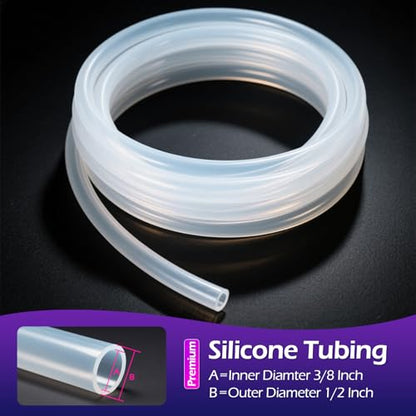 Silicone Tubing 3/8"ID X 1/2"OD - 100FT Length Food Grade Silicon Tube Flexible High Temp Pure Silicone Hose for Home Brewing Wine Making - size: 100FT, style: 3/8"IDx1/2"OD