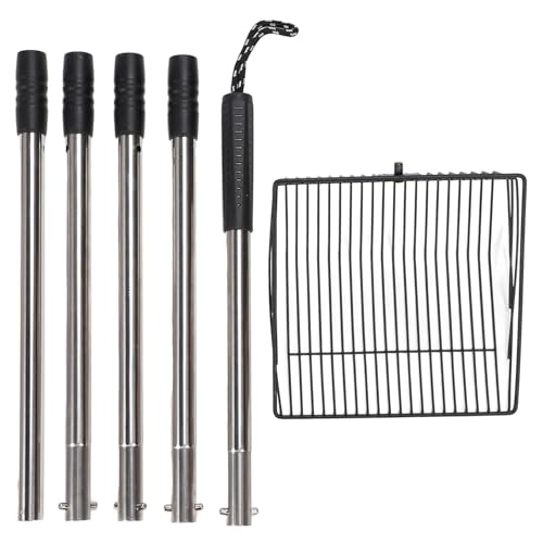 Extended Handle Litter Scoop, Stainless Steel, Non Stick Coating, 20x20x6cm - Heavy Duty, Ergonomic Design, Ideal for Livestock and Poultry Cleaning