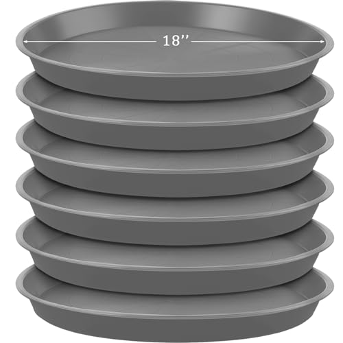 Eccliy 6 Pack Plastic Plant Saucer Heavy Duty Planter Saucers Large Plant Pot Saucers Plastic Water Trays for Indoors and Outdoors Flower Plant Plant Drip (Gray,18 Inch) - color: Gray, size: 18 Inch