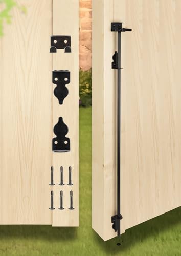 36" Heavy Duty Cane Bolt Gate Drop Rod Hardware Ground Latch for Wood PVC Vinyl Metal Fences Gates, Double Doors, Black Solid Steel -1 Pack - color: 1 PACK, size: 36 Inch
