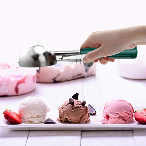 TOPKITCHEN Commercial-Grade Ice Cream Scoop 2.66 oz, 18/8 Stainless Steel Cookie Scoop with Plastic Handle, Portion Control Disher Scoop for Bakeries,Restaurants & Dessert Shops, #12, Green - size: 2.66 oz - Green
