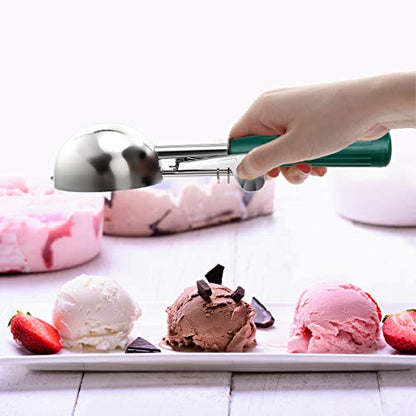 TOPKITCHEN Commercial-Grade Ice Cream Scoop 2.66 oz, 18/8 Stainless Steel Cookie Scoop with Plastic Handle, Portion Control Disher Scoop for Bakeries,Restaurants & Dessert Shops, #12, Green - size: 2.66 oz - Green