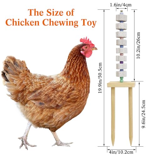 Hamiledyi Chicken Chewing Toy Chicken Coop Accessories with Calcium Stone & Wood Stake Enrichment Toys for Hens, Ducks, Geese, Cockatiel, Parakeet, Parrot, Budgie - size: 1 Pack