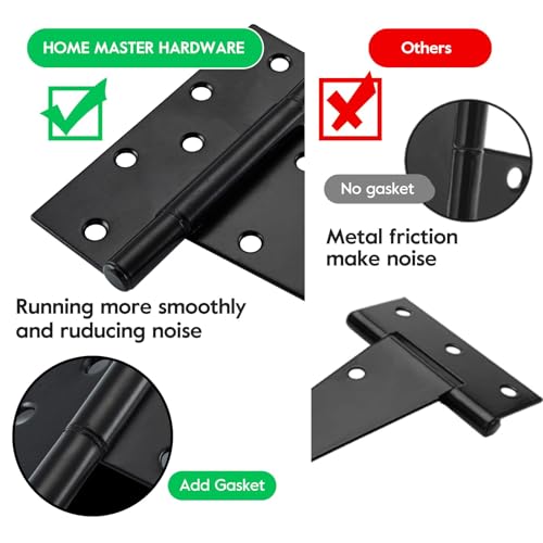 HOME MASTER HARDWARE 10 Inch Heavy Duty Gate Hinges for Wooden Fences, Shed Doors, Outdoor Barns-Black, 4 Pack with Screws - size: 10 in-4 Pack
