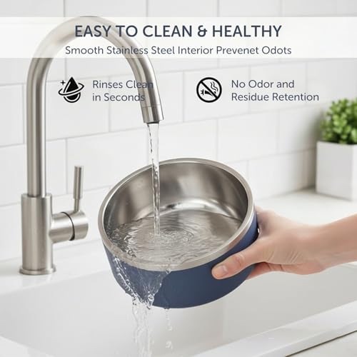 Dog Bowls, Stainless Steel Dog Food and Water Bowl for Small to Large Breed, Anti-Slip, Dishwasher Safer, Rust-Resistant, Easy to Clean, Weighted Durable Metal Bowl (Navy, 40 oz) - color: Navy, size: 40 oz