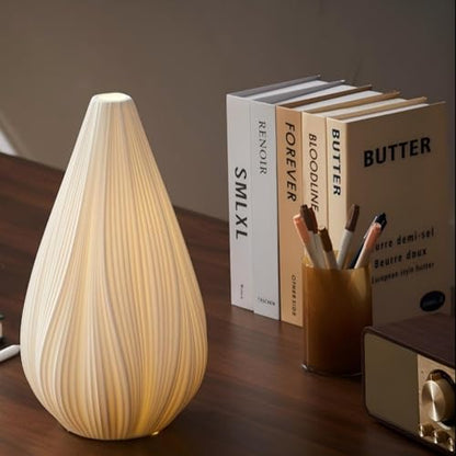 RONDURE Modern Ceramic Decorative Table Lamp Living Room Bedroom Bedside | Handcrafted Unique Warm Ambient Lighting Lamp, Accent White Translucent Ceramic shade, Fully Dimmable, Corded, Bulb Included