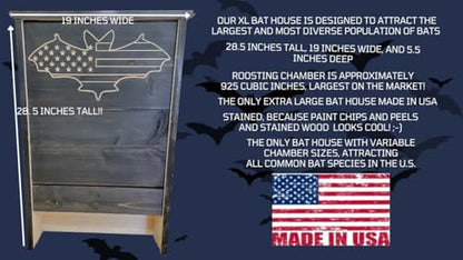 Made in USA- XL Black Stained Pine Bat House, 3 Chamber Bat Box, Easy-to-Install Wooden Bat House Kit, Weather-Resistant Bat Houses for Outdoors, with Mounting Screws - Applewood Outdoor - style: XL 3 Chamber Black