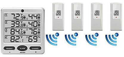 Ambient Weather WS-10-X4 Wireless Indoor/Outdoor 8 Channel Thermo-Hygrometer with Four Remote Sensors