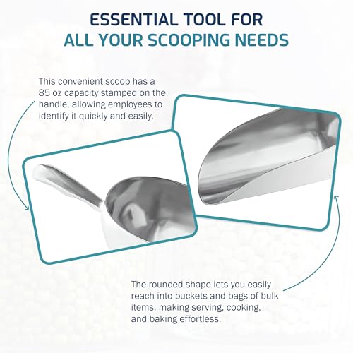 OCS Parts Aluminum 15.25-Inch Food and Ice Scoop | 85-Ounce | Professional Grade Scooper for Ice, Flour, Candy, Sugar, Rice, Popcorn, Coffee, and Beans for Home or Commercial Kitchens - size: 85-Ounce