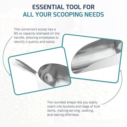 OCS Parts Aluminum 15.25-Inch Food and Ice Scoop | 85-Ounce | Professional Grade Scooper for Ice, Flour, Candy, Sugar, Rice, Popcorn, Coffee, and Beans for Home or Commercial Kitchens - size: 85-Ounce