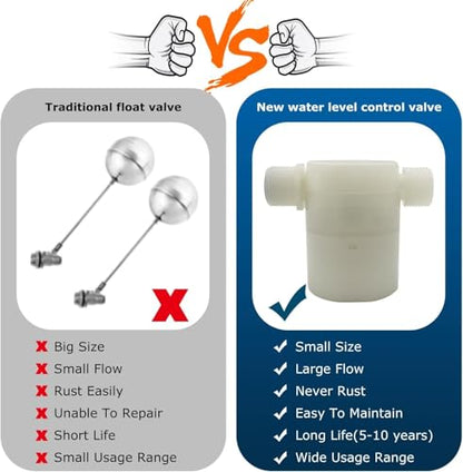Water Float Valve, Water Level Control Water Tank Traditional Float Valve Upgrade 2 PCS (side inlet, 1“) - color: side inlet, size: 1" to 1"