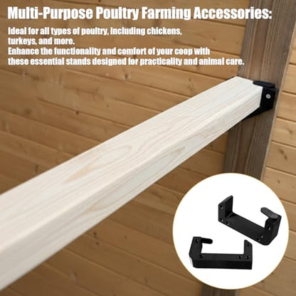 Heavy Duty Poultry Roost Bar Mount Brackets (2Pack) Includes Screws for Chicken Coops & Turkey Houses Easy Install/Remove Perch Holder for 2x3 Flat Lumber Durable Black Design (2x3'') - size: 2x3''