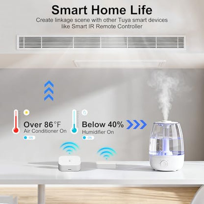 eMylo WiFi Thermometer Hygrometer 4 Pack with Hub, IP65 Waterproof Indoor Outdoor Digital Temperature Humidity Sensor, App Alert, 492ft Range, Alexa Compatible for Home Greenhouse Baby Room Pet