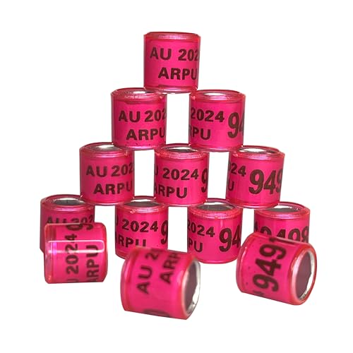 100Pcs Multicolor 8mm Aluminium Leg Rings for Poultry, 2026 AU Marked Bird Foot Rings with Words, Durable Chicken Leg Rings, Ideal for Chickens, Doves, Quail, Baby Birds, Durable and Reusable - color: Pink
