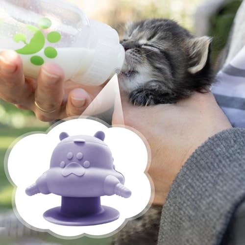 Puppy Feeder with Four Feeding Station Silicone Nursing Bottle Bowl Dispenser Soft Texture Device Suitable for Multiple Pets Breeders Home, Purple - color: Purple