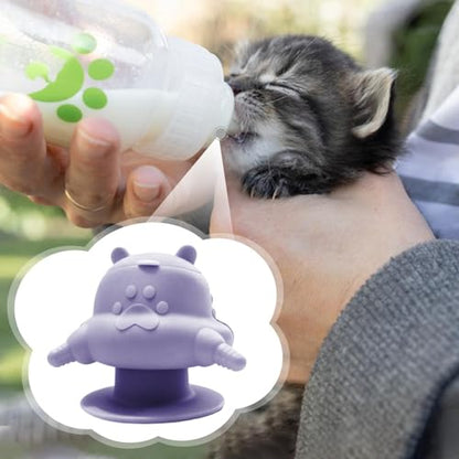 Puppy Feeder with Four Feeding Station Silicone Nursing Bottle Bowl Dispenser Soft Texture Device Suitable for Multiple Pets Breeders Home, Purple - color: Purple