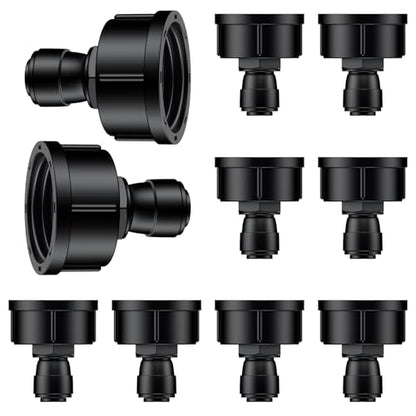 Pawfly 10 Pcs 3/4" to 1/4" Drip Irrigation Faucet Adapters, Quick Connect 3/4" FHT Faucet to 1/4" Tubing Connectors, Push-to-Fit Garden Hose Adapters, Anti-Leak Drip Irrigation Hose Connectors - size: 10pcs 3/4" to 1/4" Adapters