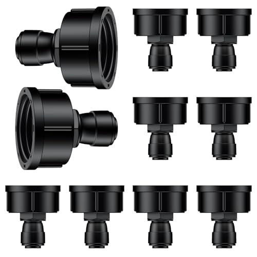 Pawfly 10 Pcs 3/4" to 1/4" Drip Irrigation Faucet Adapters, Quick Connect 3/4" FHT Faucet to 1/4" Tubing Connectors, Push-to-Fit Garden Hose Adapters, Anti-Leak Drip Irrigation Hose Connectors - size: 10pcs 3/4" to 1/4" Adapters
