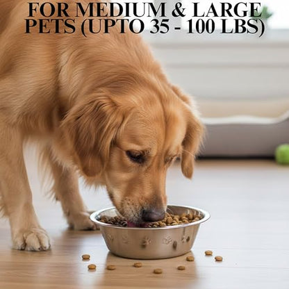 2-Pack Stainless Steel Dog Bowls, 9" Wide, 3" Height ~ Pet Food, Water Dish fits Raised Pet Feeder with Hole Width 8.3" to 8.7" - color: Double Pack, size: 8 cup (Embossed)