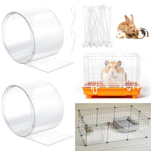 Juexica 2 Pcs 82.7 x 6 Inch Guinea Pig Cage Liner Clear Cuttable Critter Liner with Pre Drilled Holes Urine Guard Extra Long Liner with 100 Zip Ties for Rabbit Hamster Ferret Chinchilla