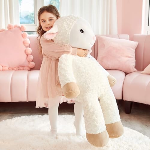 IKASA 30" Giant Sheep Stuffed Animal - Jumbo Soft Kawaii Plush Toy for Kids & Girlfriend (White) - style: Sheep