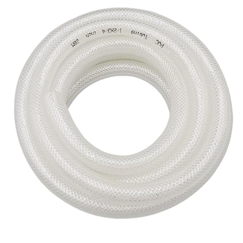 1/2" ID x 3/4" OD - 10 Ft High Pressure Braided Clear PVC Vinyl Tubing Flexible Tube, Heavy Duty Reinforced Hose Tubing - size: 10 ft, style: 1/2" ID x 3/4" OD