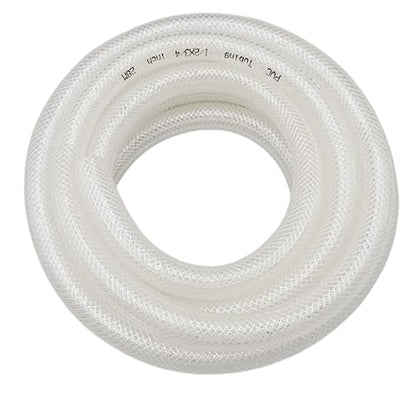 1/2" ID x 3/4" OD - 10 Ft High Pressure Braided Clear PVC Vinyl Tubing Flexible Tube, Heavy Duty Reinforced Hose Tubing - size: 10 ft, style: 1/2" ID x 3/4" OD