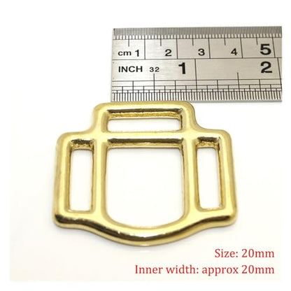 Solid Brass Horse Halter Square 3-Sided Halter Bridle Buckles Equestrian Equipment Leather Craft DIY Accessory(Size:20mm) - size: 20mm