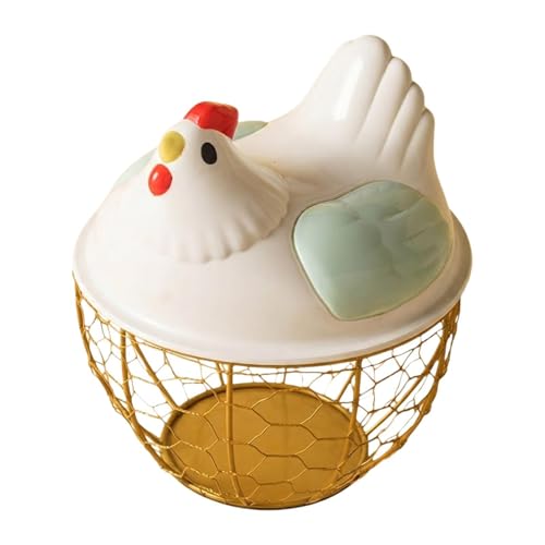 Chicken Egg Basket with Ergonomic Handles Farmhouse Storage Egg Collection Vegetable Fruit Organizer Metal Mesh Suitable for Home Decoration, Green
