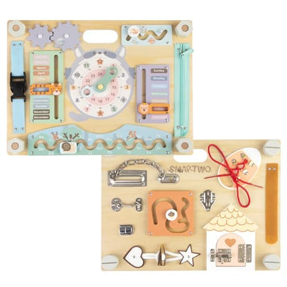 Double-Sided Wooden Busy Board for Toddlers, Sensory Activity Board, Montessori Travel Toy for Kids, Educational Toy for Autism, Ideal Choice for Baby Girls or Boys Birthday - style: Safari