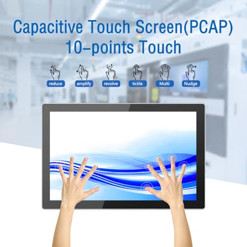 GreenTouch 10.1 Inch Industrial Embedded Interactive Touchscreen Monitor, Capacitive Multi-Touch Screen Display with Front IP65 Water-Proof - 1280 x 800 Resolution - size: 10.1 IN