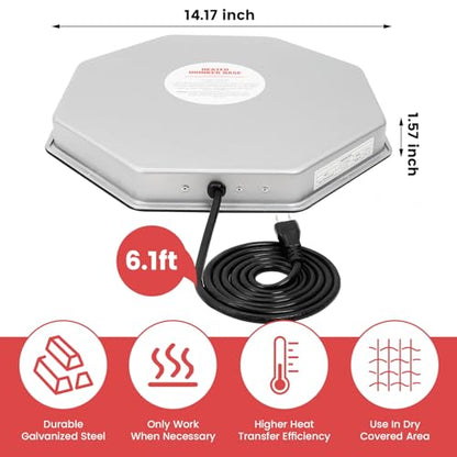 Poultry Chicken Water Heater for Winter,14In 125 Watts Chicken Waterer Heated Base,Heated Chicken Waterer for Metal Drinking Fountains Chicken Coop