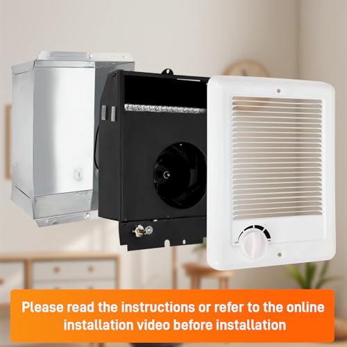 New Upgrade CSC151TW Electric Wall Heater - Fast & Efficient Heating with Built-in Thermostat, 1500W/120V, 5120 BTU, Complete Unit, White (White)