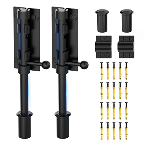Barrel Bolt Latch, Sliding Bolt Gate Lock Door Latches Hardware, 7.8 Inch Heavy Duty Solid 304 Stainless Stee Door Lock for Fence/Wooden/Barn Door/Yard Door/Interior Door Latch - color: Black-2Pcs, size: 8 Inch