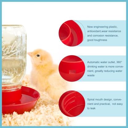 No Drown Screw-On Chick Waterer and Feeder Base Quail & Chick Compatible with 1 Little Pint Threaded Neck Bottle（Bottle not Included