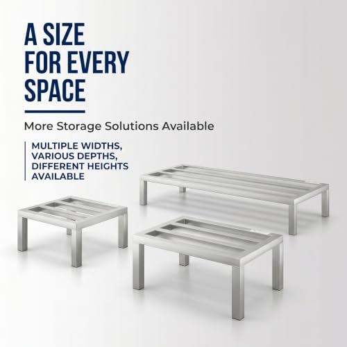 42" x 20" x 12" Aluminum Dunnage Rack – Heavy Duty Floor Storage Stand, NSF for Commercial Use - size: 42"W x 20"D x 12"H