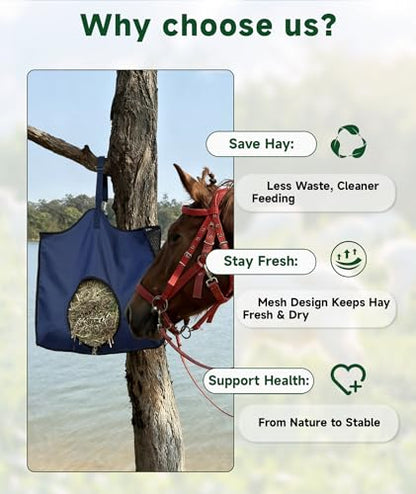 Hay Feeder for Goats and Horses - Slow Feed Design, Heavy Duty Hanging Hay Bag for Barn, Trailer & Paddock, Easy to Hang & Clean(3pcs, Navy Blue) - color: 3pcs-navy blue
