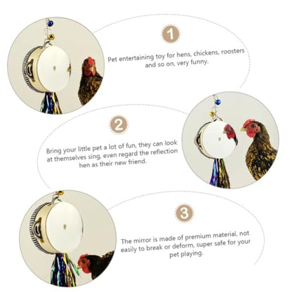 Toyvian Chicken Mirror Toy Double-Sided Stainless Steel Drum for Hens and Roosters Interactive PET Plaything for Coop and Backyard Fun