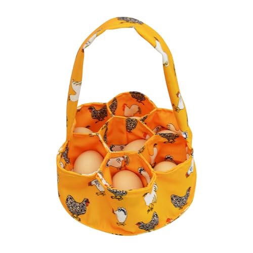 Egg Basket 7 Pouches Canvas Carrier Farm Fresh Egg Holder | 7-pouch canvas basket for farm egg collecting, 7.87" diameter, holds chicken/duck/goose eggs, wipe clean