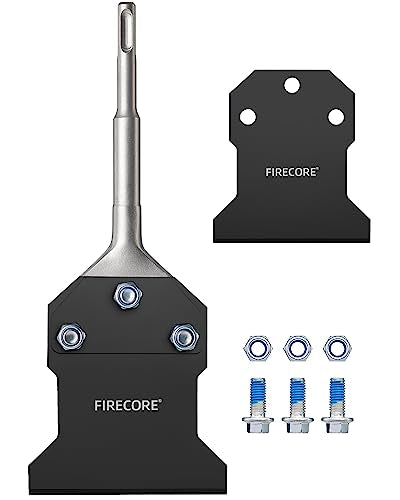SDS Plus Floor Scraper with Replacement Blade, Firecore 4 Inch x 10 Inch Rustproof Tile Removal Tool Thin Set Remover Chisel Bits for Rotary Hammer Drill, Flooring Adhesives Remover FS23410B - style: Scraper Kit