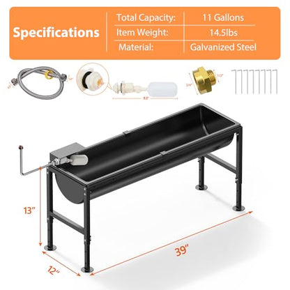 Automatic Animal Waterer 11 Gallon | Automatic Water Dispenser with Float Valve, Easy to Assemble, Feeding Goat, Sheep, Horse, Dog in Farm - size: 1 PC