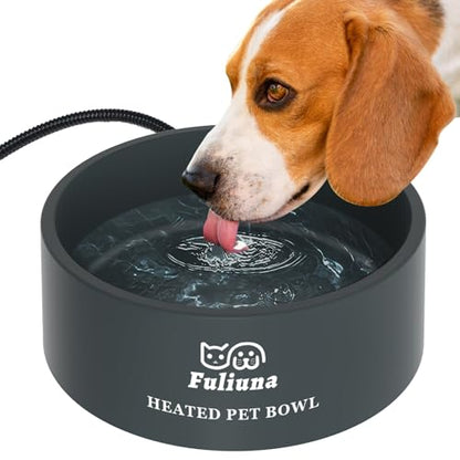 Large Heated Water Bowl, Outdoor Heated Dog Bowl with Chew Resistant Power Cord, Thermal Bowl Provide Drinkable Water in Winter, Heated Pet Bowl for Cat Rabbit Chicken Duck Squirrel 0.85 Gal