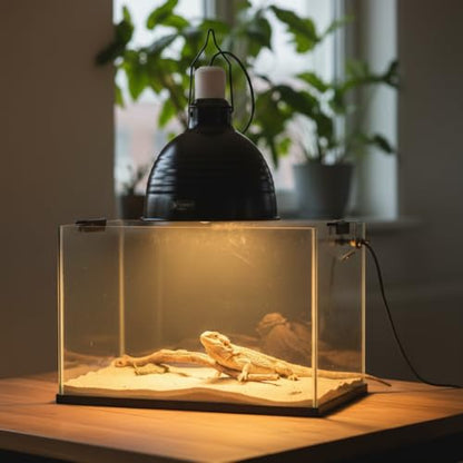 8.5 Inch Reptile Light Fixture,High Reflective Aluminum Shade, Ceramic E26 Socket with Independent Switch, Supports Up to 150W UVB/UVA/Basking Bulbs for Bearded Dragons, Turtles, Lizards & Terrariums - size: 8.5Inch