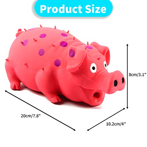 2-Pack Squeaky Pig Dog Toys - Durable Rubber Chew Toys with Oinking & Grunting Sounds for Small, Medium & Large Dogs - Interactive Latex Puppy Toy Set - color: Pink, Yellow