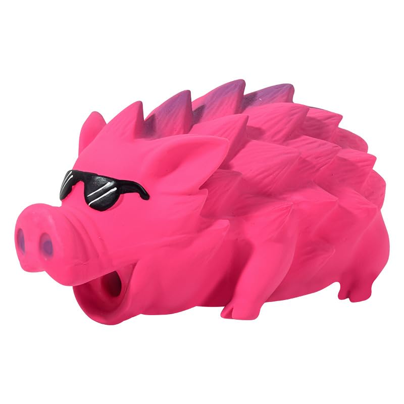 Dog Latex Pig Toy, Large Squeaky Design with Textured Back for Chewing, Training, and Floating Play (Pink) - color: Pink