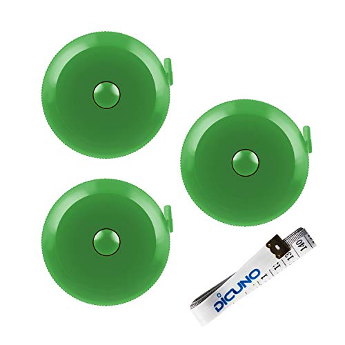 DiCUNO 60-Inch 1.5 Meter Soft and Retractable Tape Body Tailor Sewing Craft Cloth Dieting Measuring Tape (3 Pcs of Green with Soft Tape) - color: Green*3pcs