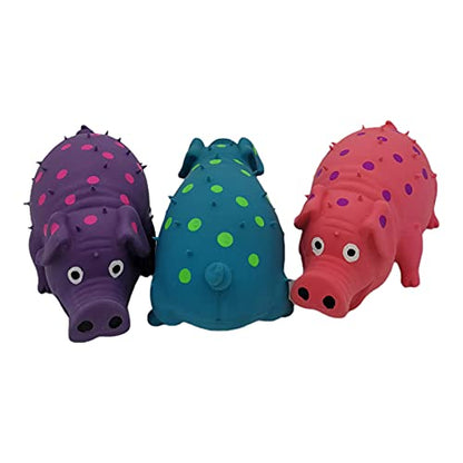 3 Pack Latex Pig Dog Toys that Oinks Dog Squeaky Toy for Small Medium Large Dogs (Red, Blue, Purple) - color: Red, Blue, Purple