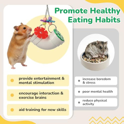 Shappy 1 Pack Rat Enrichment Toys, Wide Opening Rat Foraging Feeder for Various Treats, Hanging Slow Feeder Easy Clean Interactive Small Animal Puzzle Toy, Rodent Cage Accessories for Mice, Parakeets