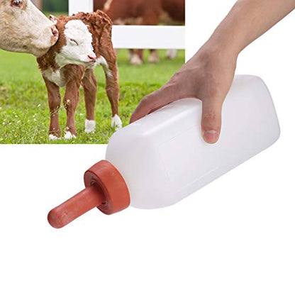 Joyzan Calf Bottle, Screw On Nursing Feeding Set with Screw Nipple Replacement Cap Milk Feeder Push Teat Detachable Cups Holder Sheep Lamb Cow Calves Baby Animal Care Farm Goat Livestock Supplies 2L